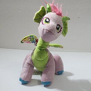 Snap Toys Glitter Shine Dragons Flora Pink & Green Plush 2016 8"